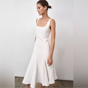 Zara ZW Collection Elegant White Fit & Flare Flowy Sleeveless Dress.